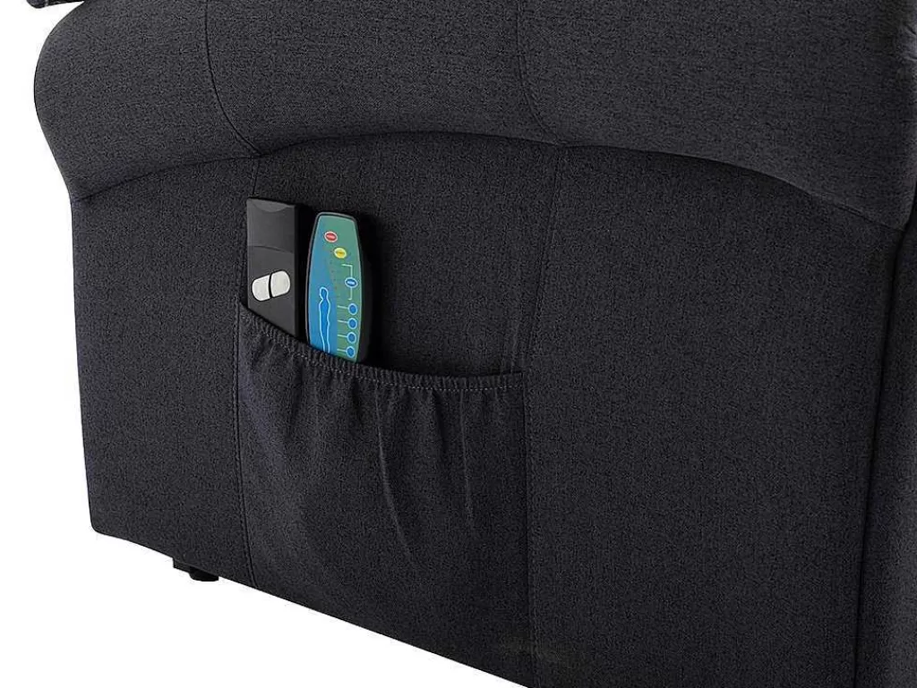 Cadeirão De Massagem*Vente-unique Poltrona De Massagens Em Tecido Com Elevador Eletrico Cor Cinza Antracite - Lovari