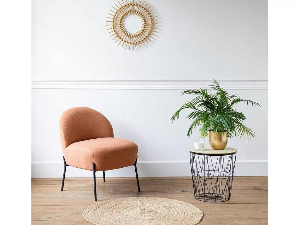 Promoções Sofás & Poltronas*Happy Garden Poltrona Em Tecido De Lacada Cor De Ferrugem Helmi