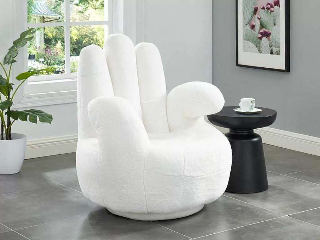 Poltrona Em Forma De Mão*Vente-unique Poltrona Giratoria Em Forma De Mão Em Pele Sintética - Branco - Catchy