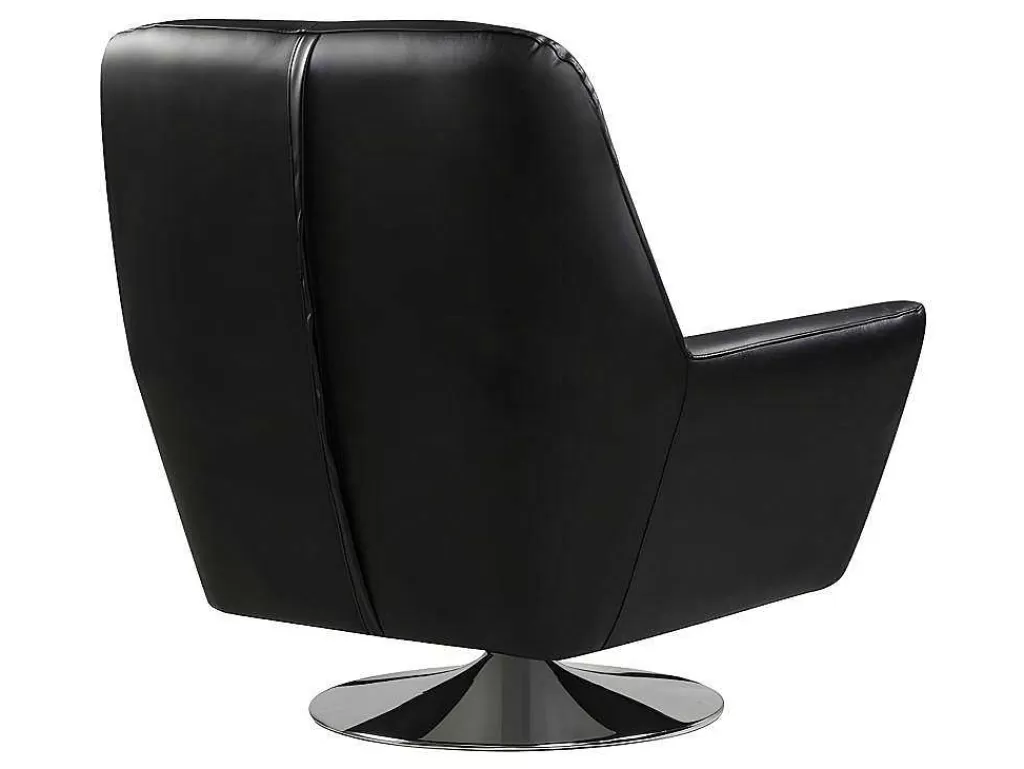 Poltrona Em Pele*Vente-unique Poltrona Giratoria Em Pele De Bufalo Cor Preto - Ithaque