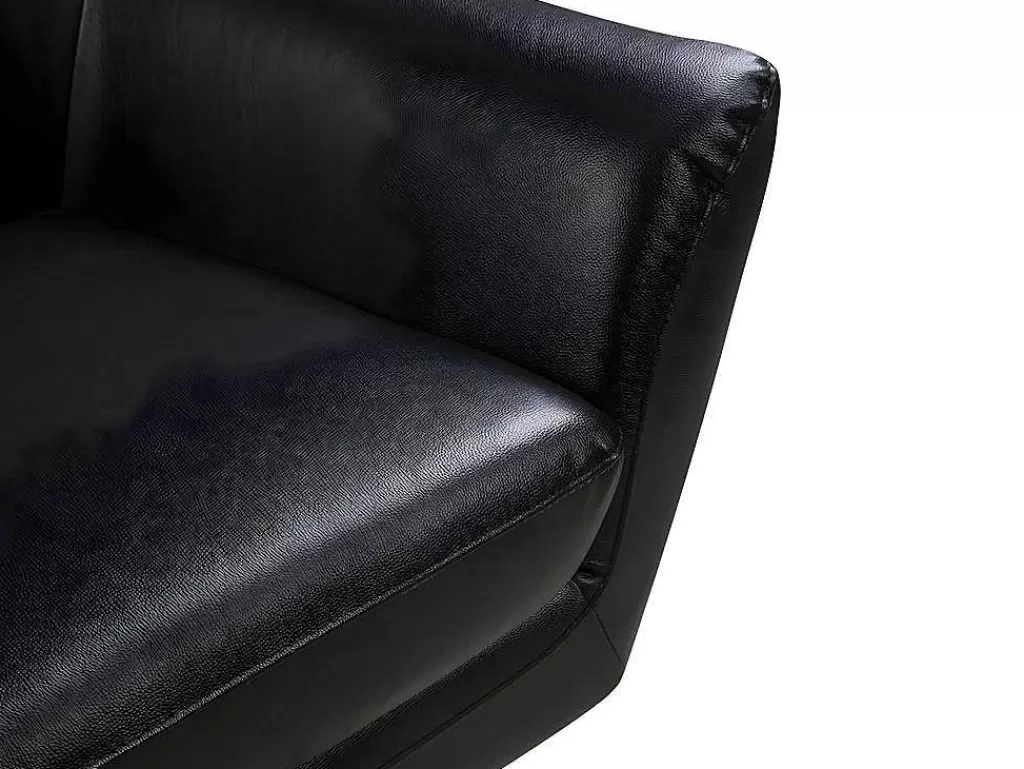 Poltrona Em Pele*Vente-unique Poltrona Giratoria Em Pele De Bufalo Cor Preto - Ithaque