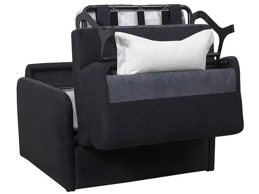 Poltrona Cama*Vente-unique Poltrona Rapidamente Convertivel Em Cama De 100 Cm Em Tecido Cinza-Escuro - Nadoa