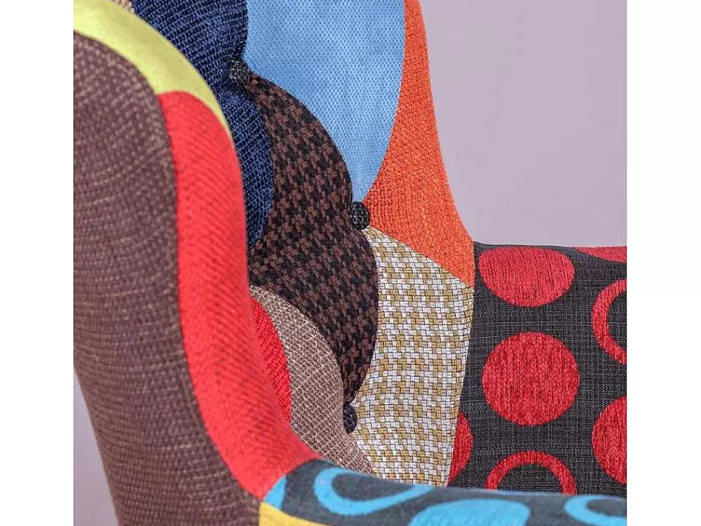 Cadeirão Relax*Vente-unique Poltrona Vintage Estofada Em Tecido Patchwork - Capitone - Retalhos