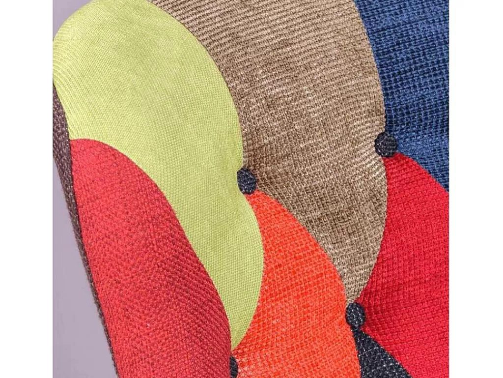 Cadeirão Relax*Vente-unique Poltrona Vintage Estofada Em Tecido Patchwork - Capitone - Retalhos