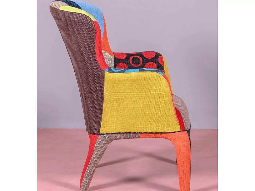 Cadeirão Relax*Vente-unique Poltrona Vintage Estofada Em Tecido Patchwork - Capitone - Retalhos
