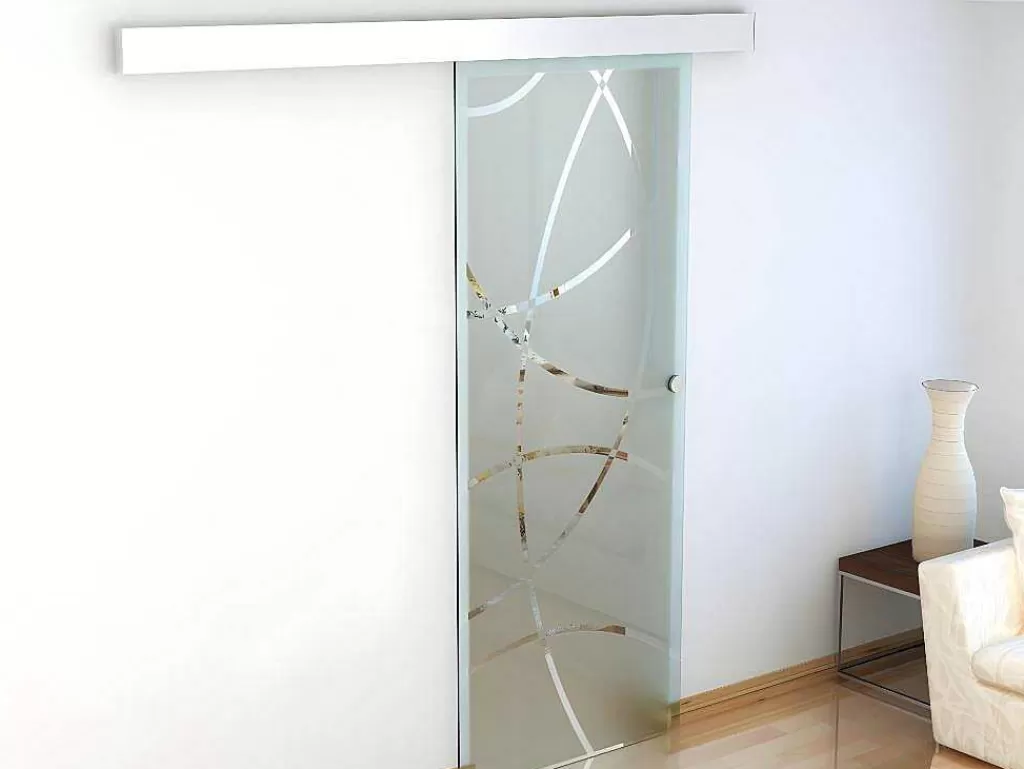 Porta De Correr*Vente-unique Porta De Correr Com Aplique Heidi - A205 X C83 Cm - Vidro Temperado