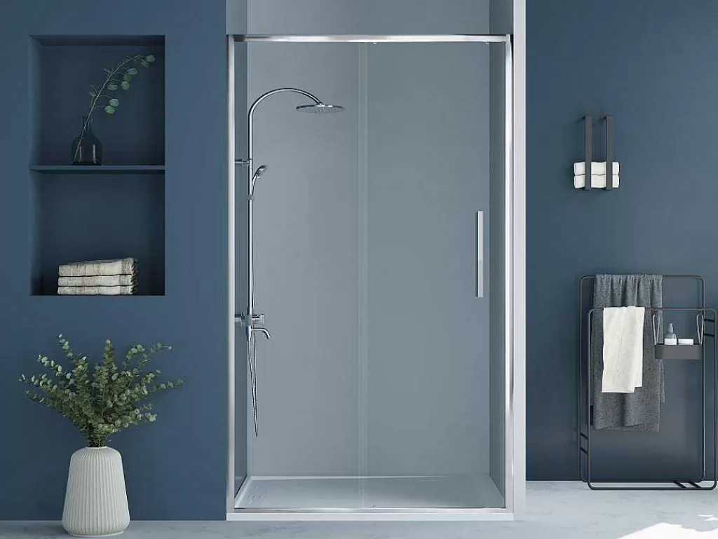 Painel De Duche*Shower & Design Porta De Duche De Correr Estilo Industrial Cromada 120X195 Cm - Toroni