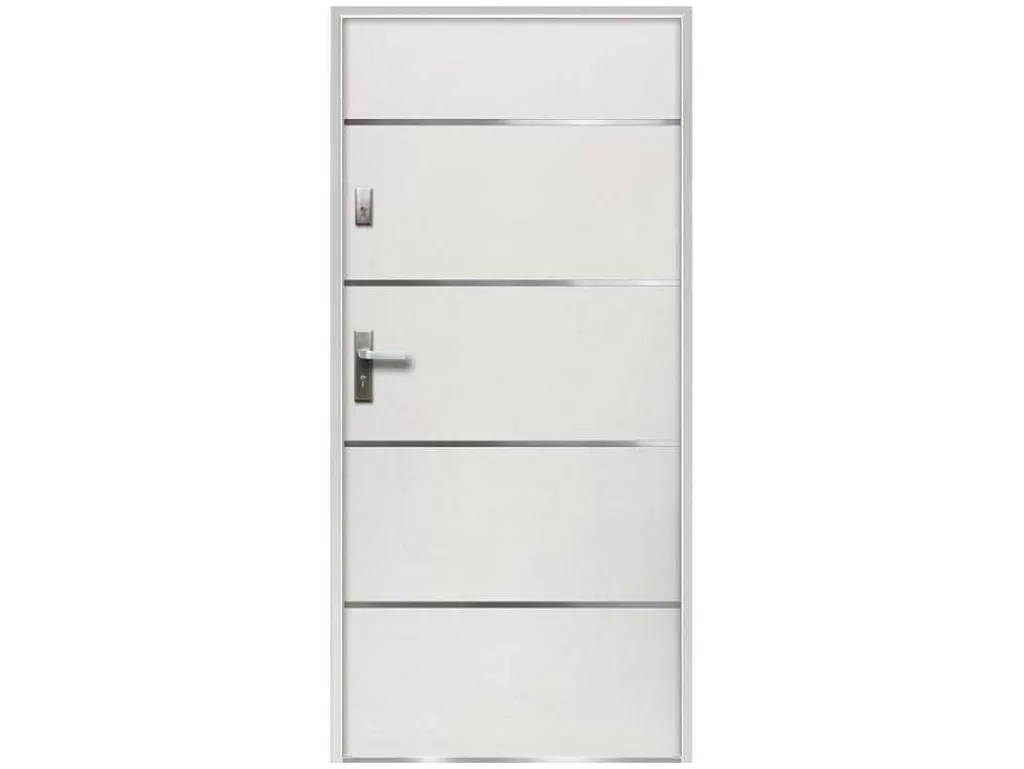 Porta De Entrada*Vente-unique Porta De Entrada Em Aco E Inox A207 X L100 Cm Branco, Abertura Para A Direita - Naxara
