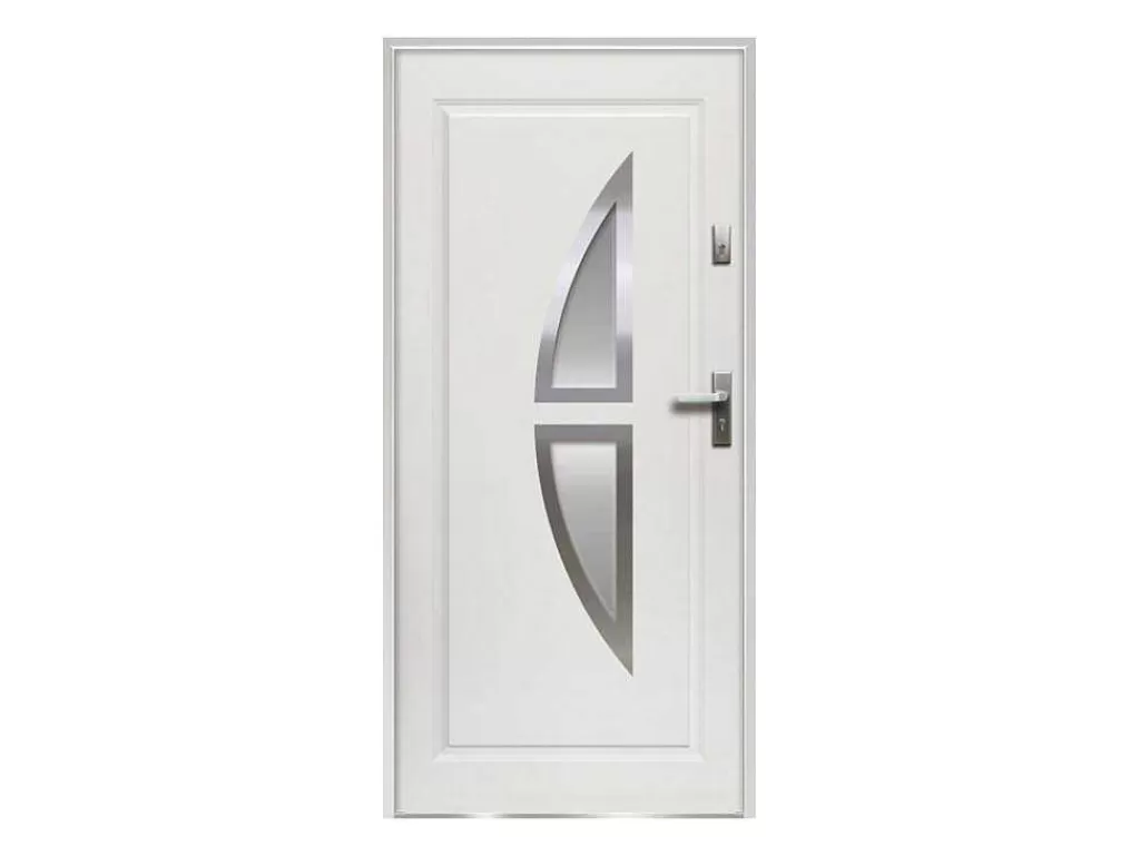 Porta De Entrada*Vente-unique Porta De Entrada Em Aco Envidracado Com Inox A207 X L100 Cm Branco, Abertura Para A Esquerda - Covas