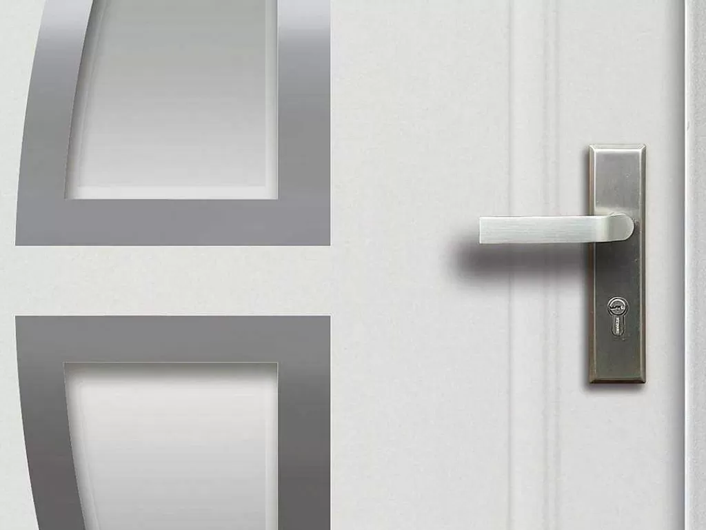 Porta De Entrada*Vente-unique Porta De Entrada Em Aco Envidracado Com Inox A207 X L100 Cm Branco, Abertura Para A Esquerda - Covas