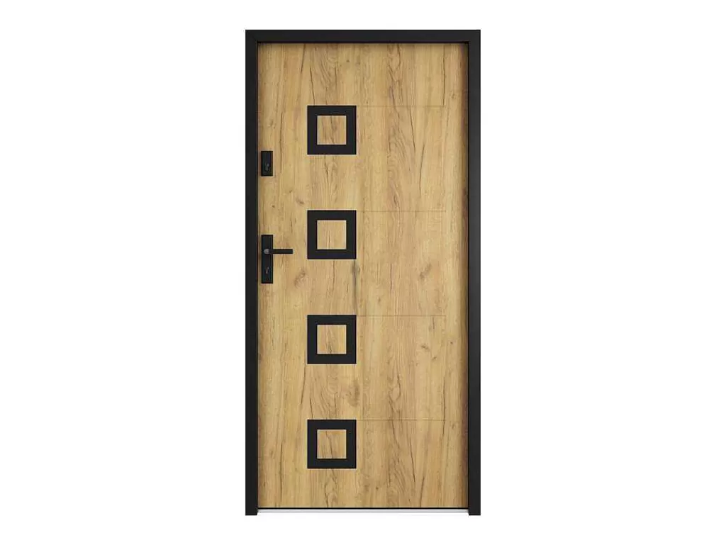 Porta De Entrada*Vente-unique Porta De Entrada Em Aco Inox A207Xl100 Cm Efeito Carvalho, Abertura Para A Direita - Tifana