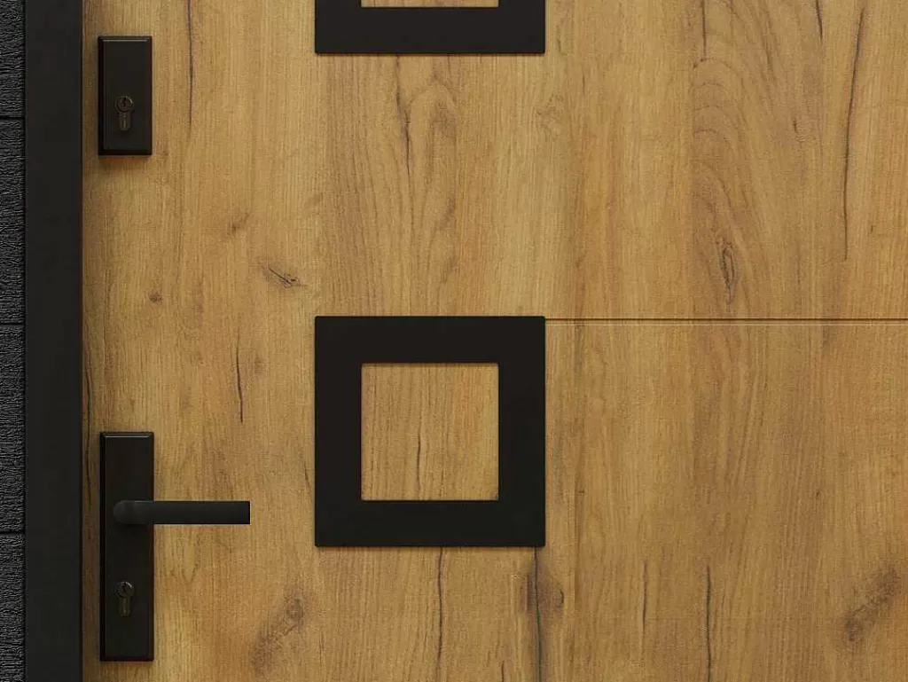 Porta De Entrada*Vente-unique Porta De Entrada Em Aco Inox A207Xl100 Cm Efeito Carvalho, Abertura Para A Direita - Tifana