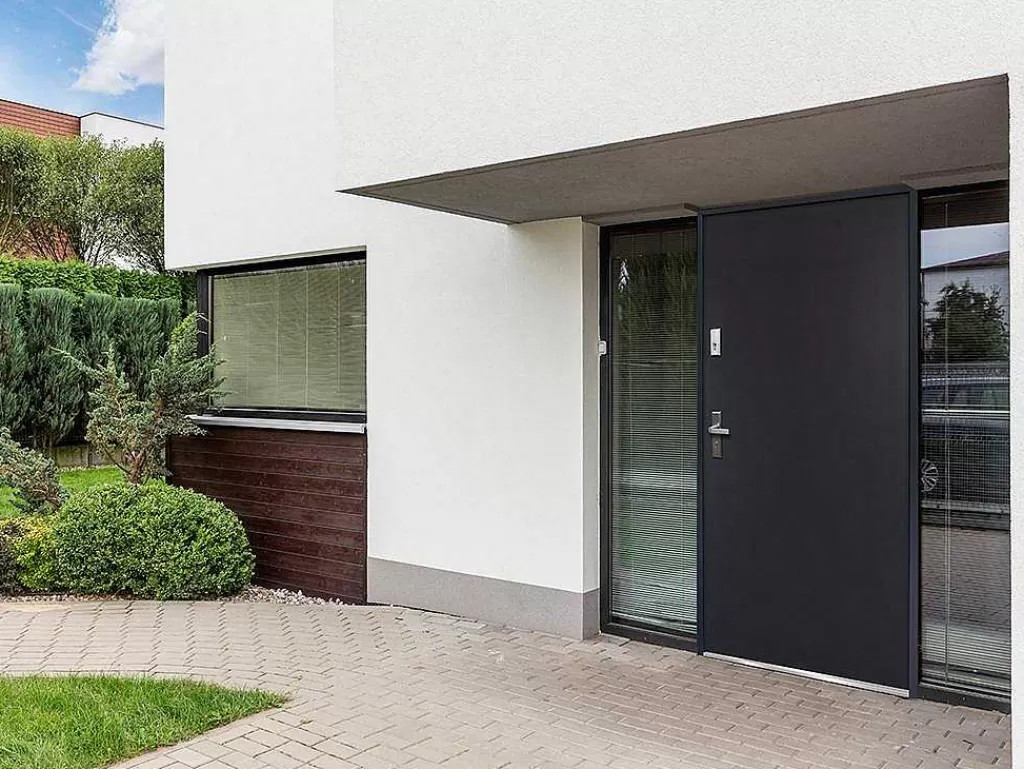 Porta De Entrada*Vente-unique Porta De Entrada Em Aco Macico De A.207 X L.100 Cm Cor Antracite Com Abertura Para A Direita - Agueda