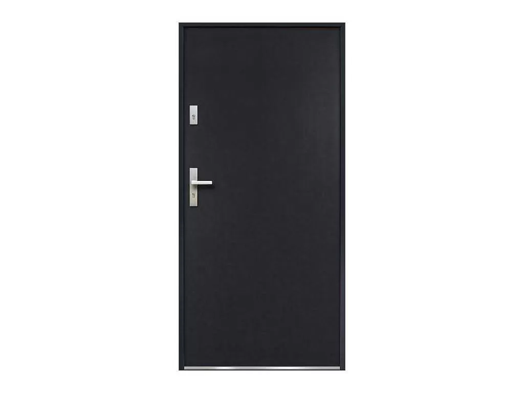 Porta De Entrada*Vente-unique Porta De Entrada Em Aco Macico De A.207 X L.100 Cm Cor Antracite Com Abertura Para A Direita - Agueda