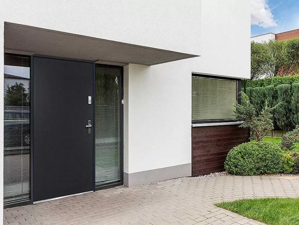 Porta De Entrada*Vente-unique Porta De Entrada Em Aco Macico De A.207 X L.100 Cm Cor Antracite Com Abertura Para A Esquerda - Agueda