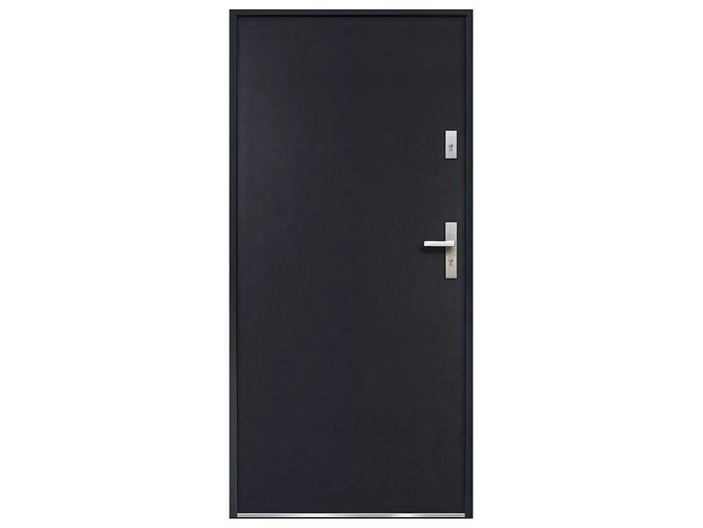 Porta De Entrada*Vente-unique Porta De Entrada Em Aco Macico De A.207 X L.100 Cm Cor Antracite Com Abertura Para A Esquerda - Agueda