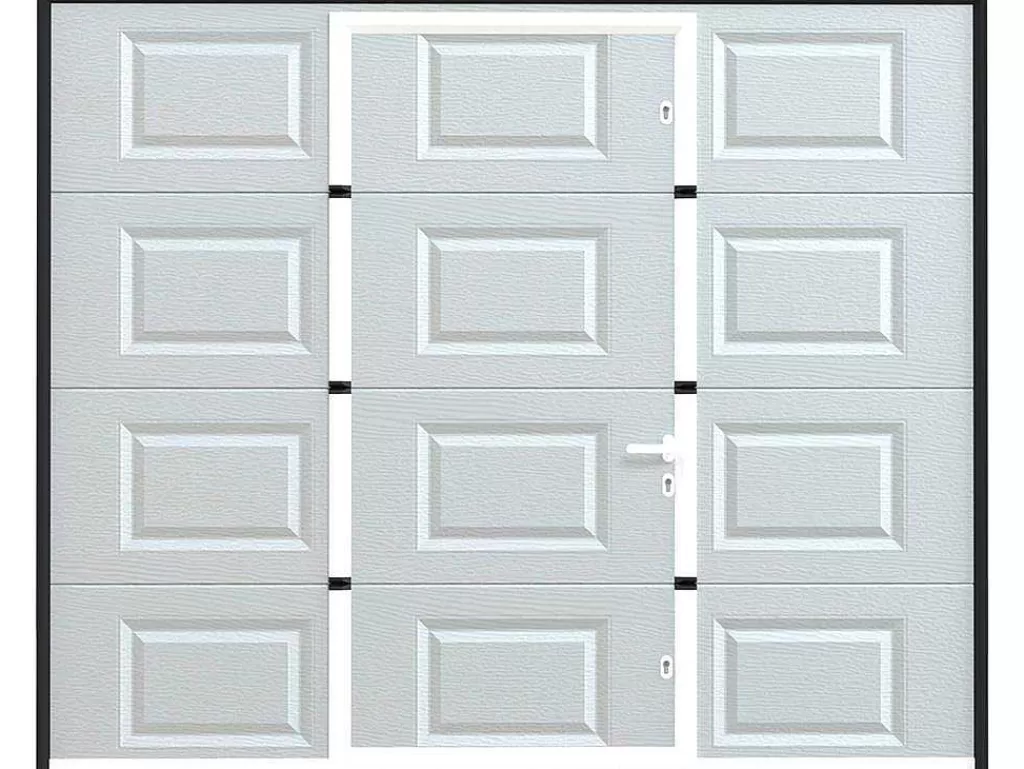 Porta De Garagem*Somfy Porta De Garagem Seccionada Com Motor Com Padrao Quadriculado E Porta Central Branco - Caopas