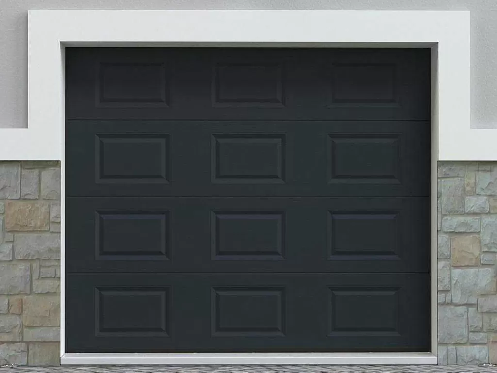 Porta De Garagem*Somfy Porta De Garagem Seccionada Com Padrao Quadriculado Antracite Com Motor - Caopas