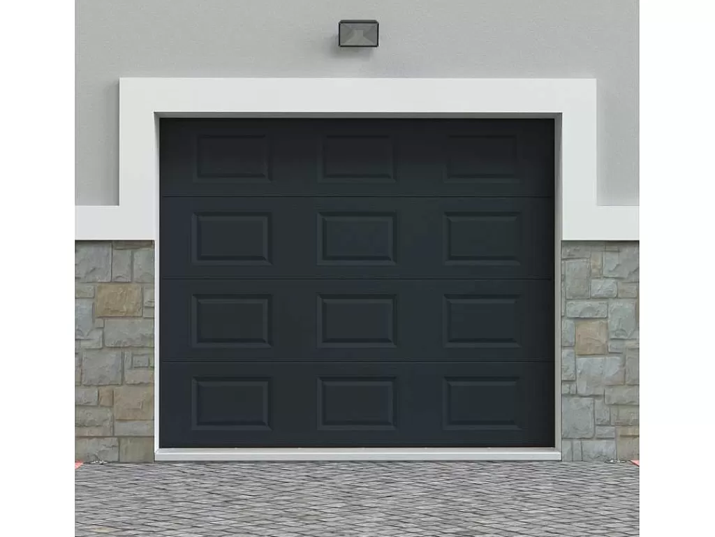 Porta De Garagem*Somfy Porta De Garagem Seccionada Com Padrao Quadriculado Antracite Com Motor - Caopas