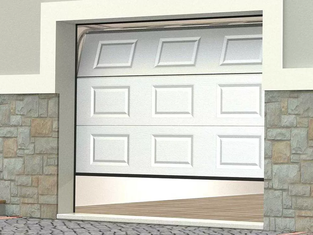 Porta De Garagem*Somfy Porta De Garagem Seccionada Com Padrao Quadriculado Branco Com Janelas Motor - Caopas