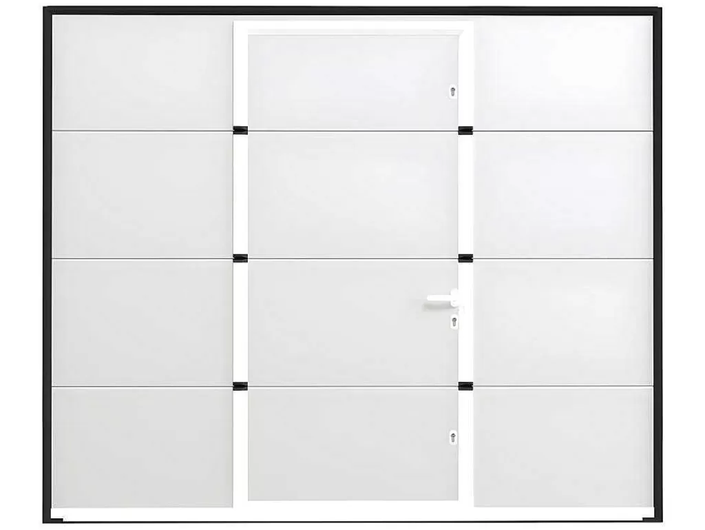 Porta De Garagem*Somfy Porta De Garagem Seccionada Efeito Liso Com Porta Central Branco Com Motor - Lavega
