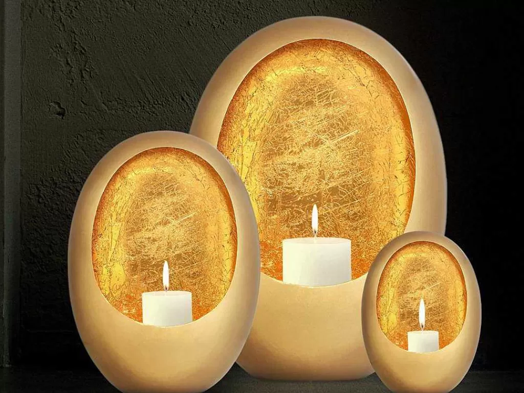 Castiçais Decorativos E Velas*OZAIA Porta-Velas Em Metal C.31,5 X A.43 Cm, Acabamento Latao E Folhas Douradas, Dourado - Belinni