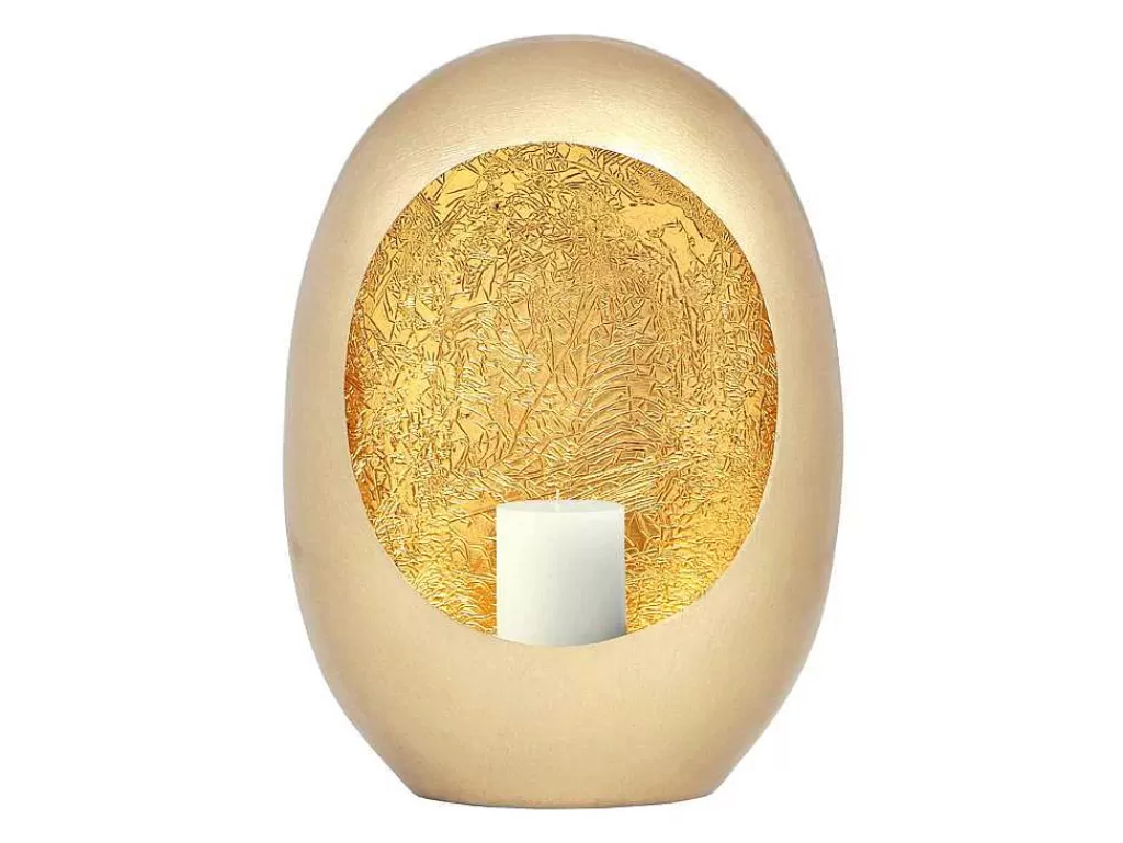Castiçais Decorativos E Velas*OZAIA Porta-Velas Em Metal C. 26 X A.33 Cm Acabamento Latao E Folhas Douradas, Dourado - Belinni