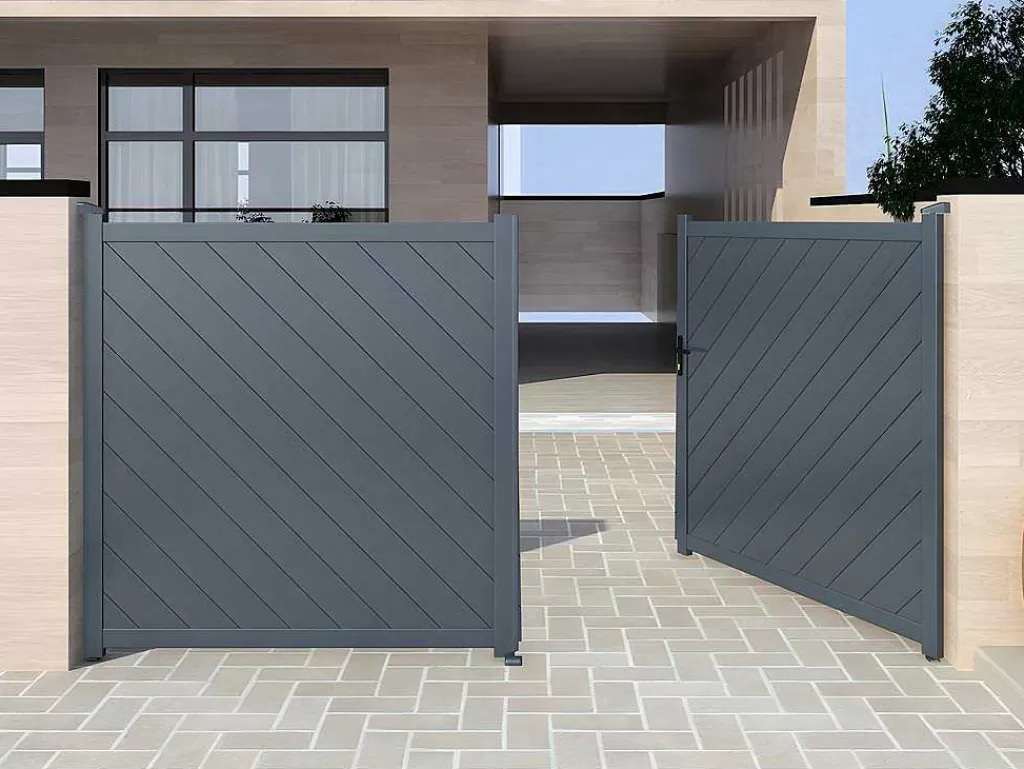 Porta E Portão*EXPERTLAND Portão De Batente Aluminio C350 X A180 Cm Antracite - Zerano