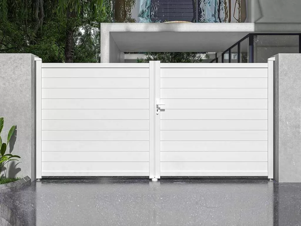 Porta E Portão*EXPERTLAND Portão De Batente Aluminio C355 X A181 Cm Branco - Nazario