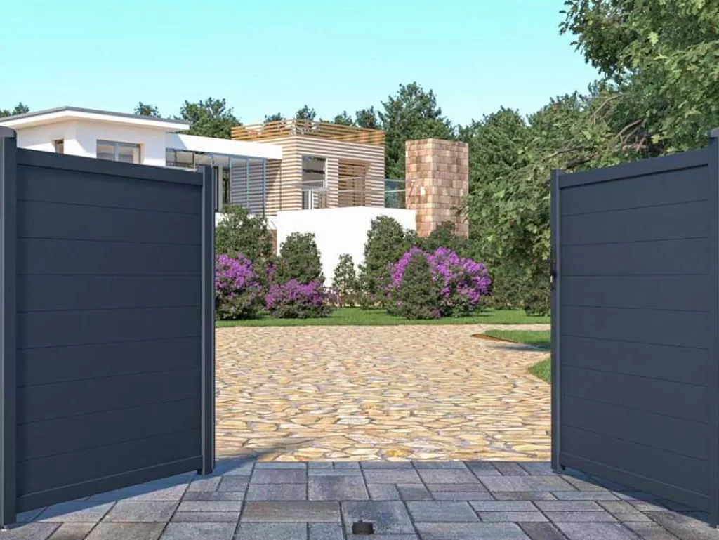 Porta E Portão*EXPERTLAND Portão De Batente Antracite Em Aluminio De C300 X A158 Cm - Nazario