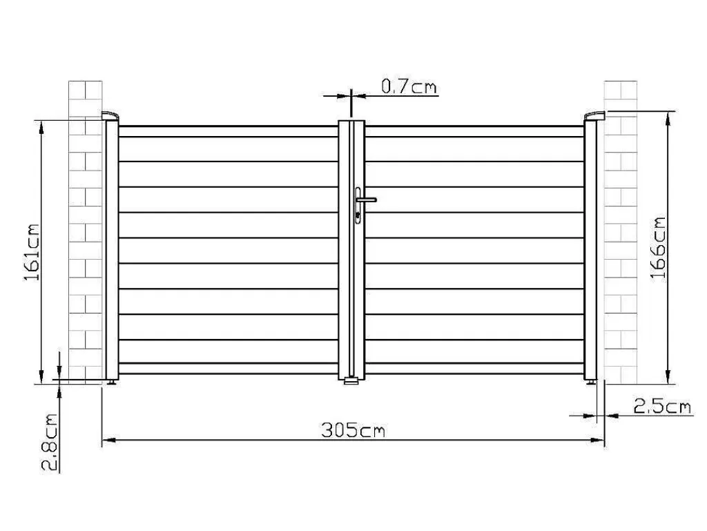 Porta E Portão*EXPERTLAND Portão De Batente Antracite Em Aluminio De C300 X A158 Cm - Nazario