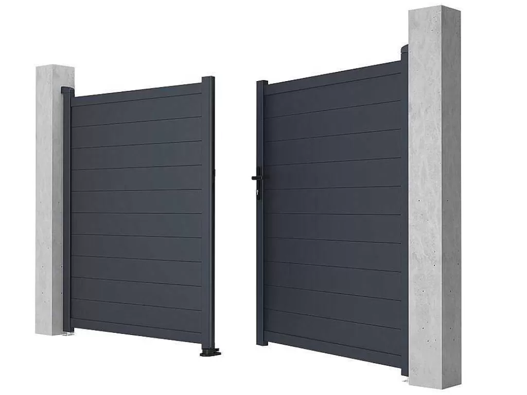 Porta E Portão*EXPERTLAND Portão De Batente Antracite Em Aluminio De C305 X A181 Cm - Nazario