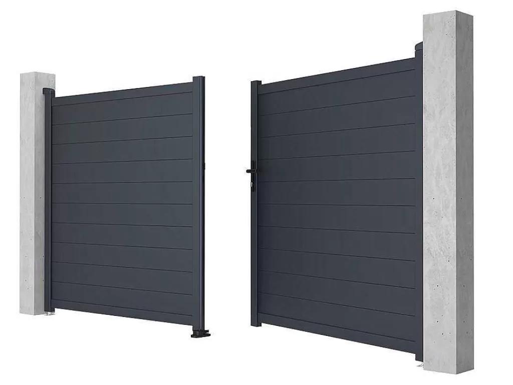 Porta E Portão*EXPERTLAND Portão De Batente Antracite Em Aluminio De C350 X A173 Cm - Nazario