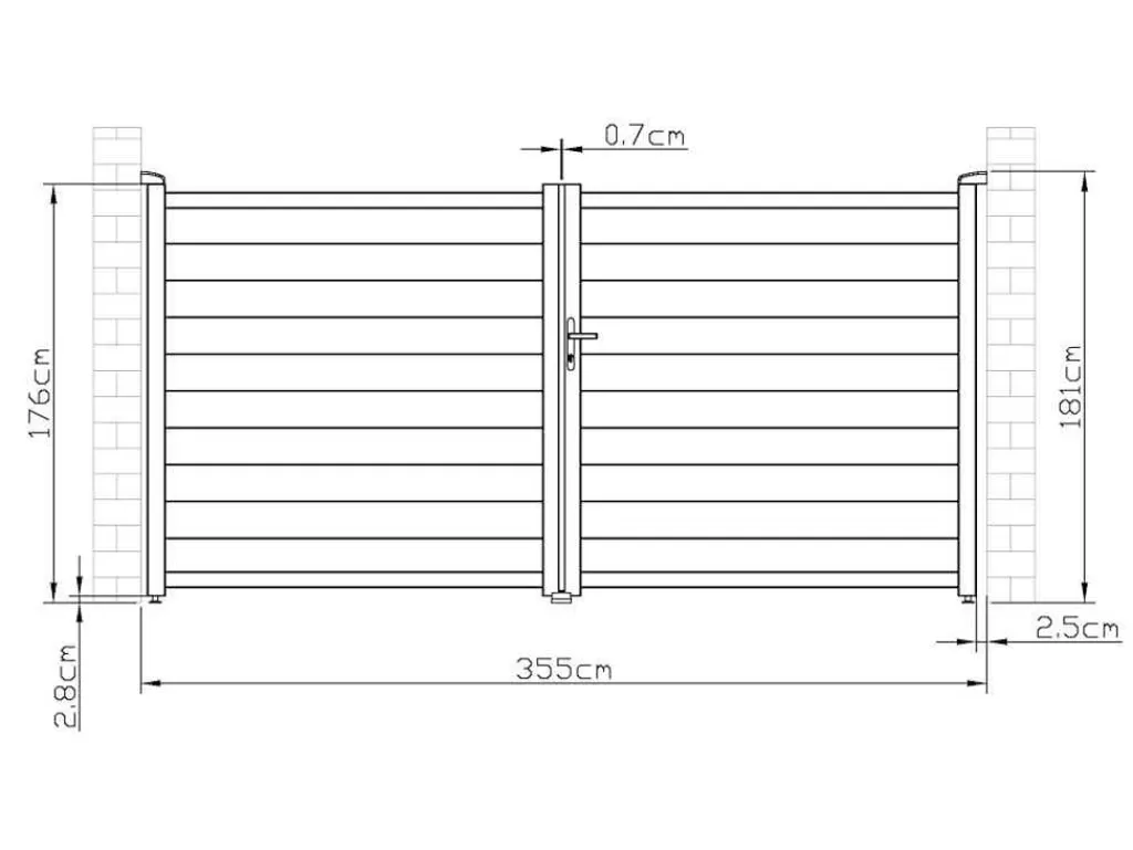 Porta E Portão*EXPERTLAND Portão De Batente Antracite Em Aluminio De C350 X A173 Cm - Nazario