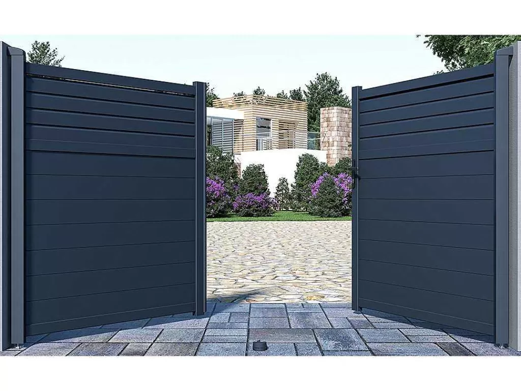 Porta E Portão*EXPERTLAND Portão De Batente Em Aluminio Estilo Persiana De C305 X A181 Cm Cor Antracite - Viazo