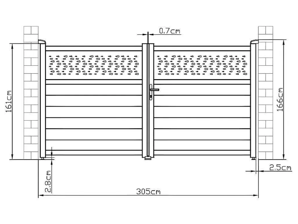 Porta E Portão*EXPERTLAND Portão De Batente Em Aluminio Semiperfurado Com Motivos De C305 X A166 Cm Cor Antracite - Bazio