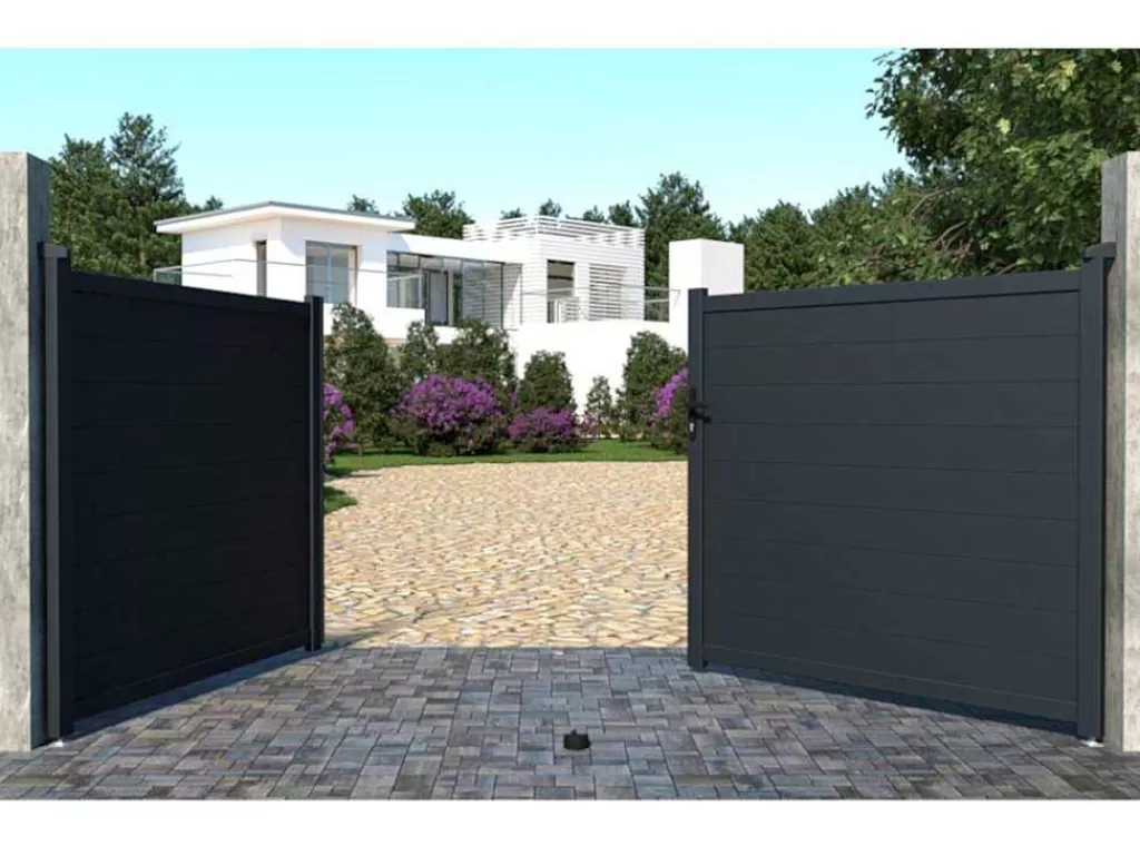 Porta E Portão*EXPERTLAND Portão De Batente Motorizado Em Aluminio Antracite De C355 X A166 Cm - Nazario