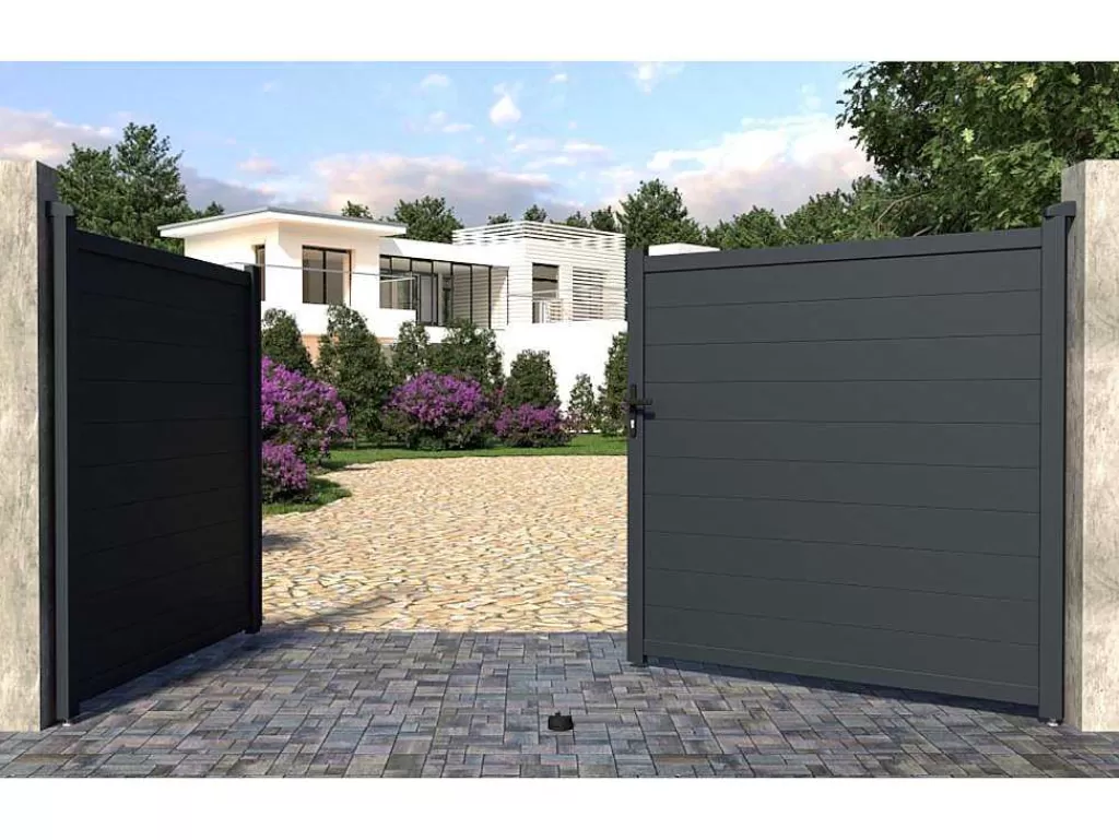 Porta E Portão*EXPERTLAND Portão De Batente Motorizado Em Aluminio Antracite De C355 X A181 Cm - Nazario