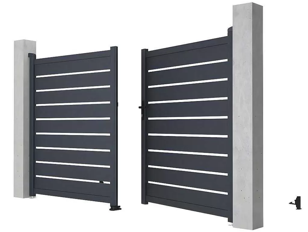 Porta E Portão*EXPERTLAND Portão De Batente Perfurado Antracite Em Aluminio De C300 X A176 Cm - Primo