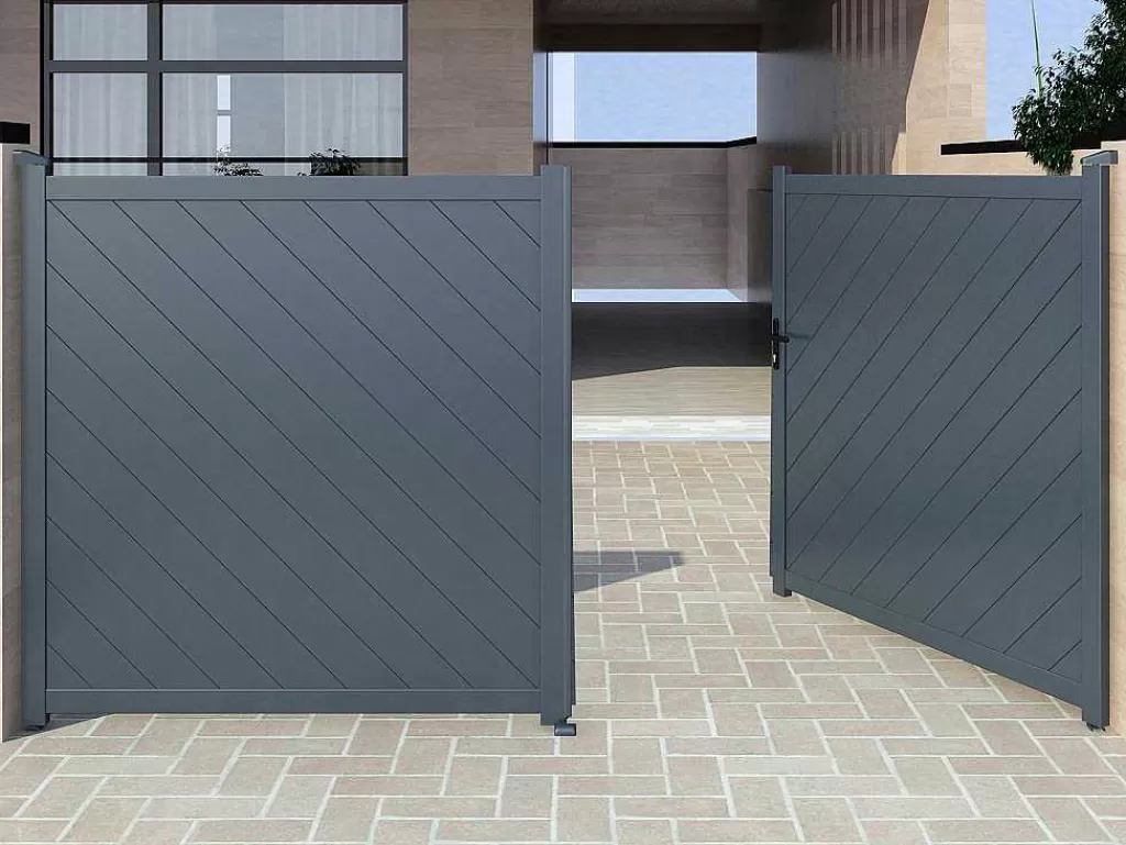 Porta E Portão*EXPERTLAND Portão Eletrico De Batente Aluminio C350 X A160 Cm Antracite - Zerano