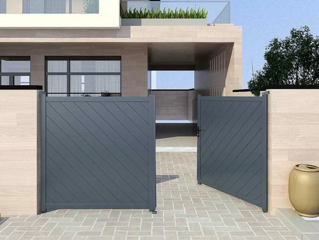 Porta E Portão*EXPERTLAND Portão Eletrico De Batente Aluminio C350 X A160 Cm Antracite - Zerano