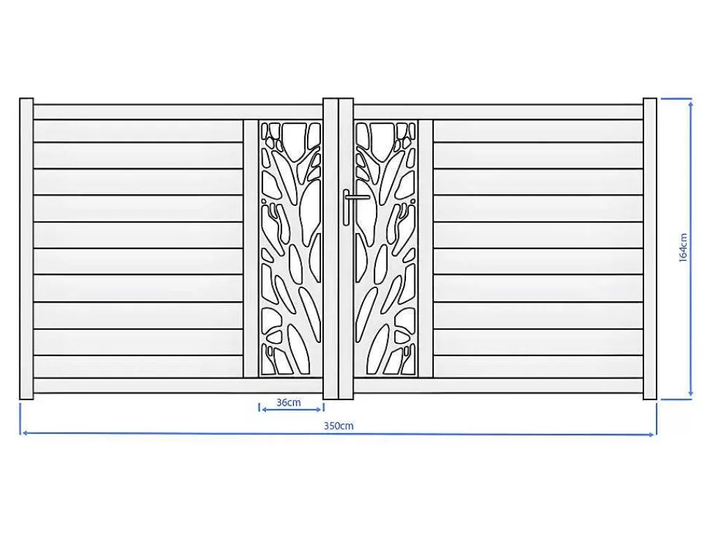 Porta E Portão*EXPERTLAND Portão Eletrico De Batente Em Aluminio Semiperfurado Com Motivos De L350 X A164 Cm Cor Antracite Em Kit - Labrit Ii