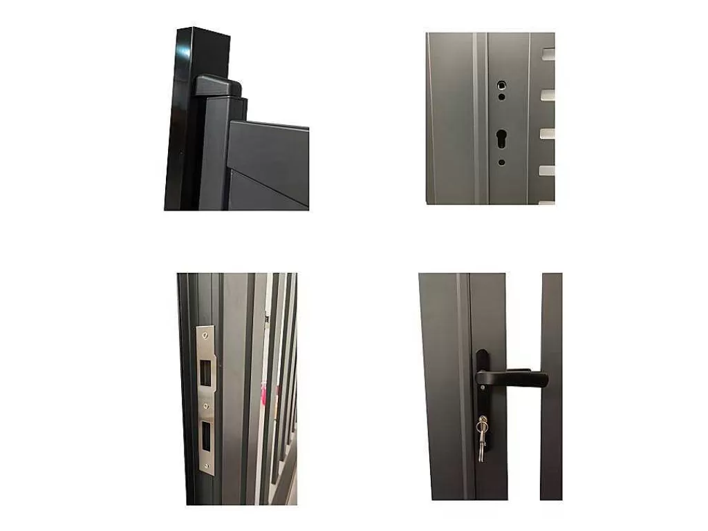 Porta E Portão*EXPERTLAND Portão Eletrico De Batente Em Aluminio Semiperfurado Com Motivos De L350 X A164 Cm Cor Antracite Em Kit - Labrit Ii