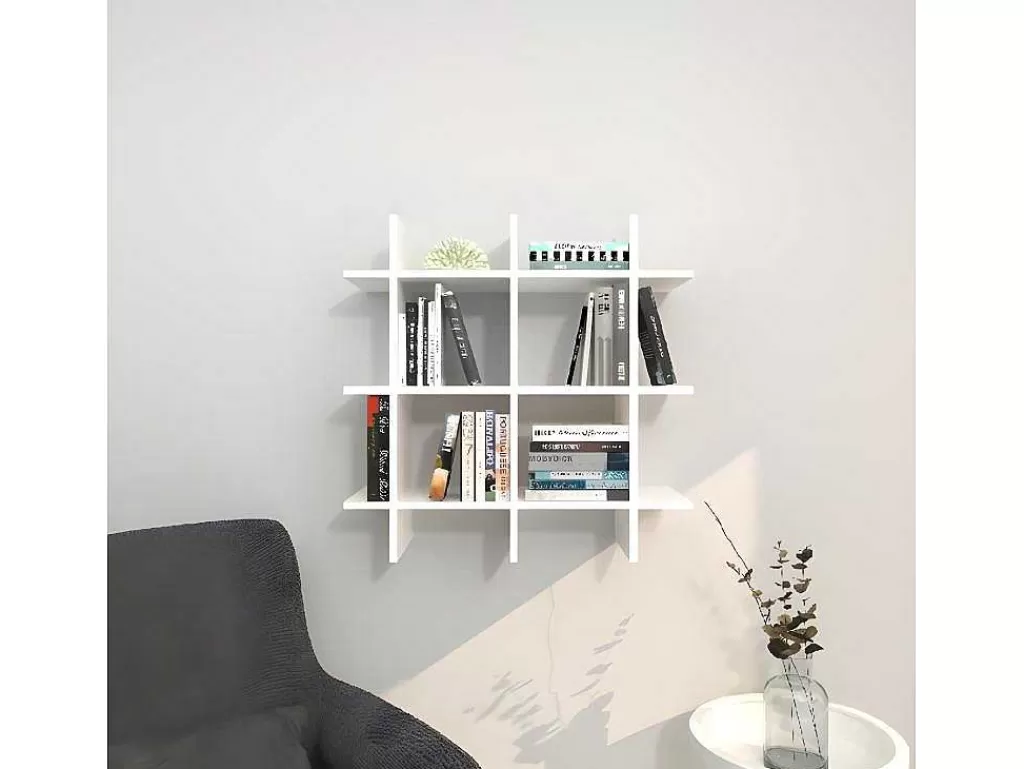 Biblioteca, Vitrina, Estante*Homemania Prateleira Farley, Branco, 75X27X75 Cm, Epikasa