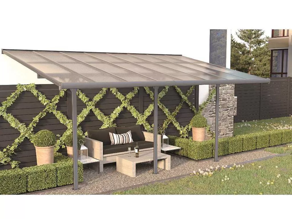 Pérgola, Coreto, Quiosque*EXPERTLAND Pérgola De Parede Em Aluminio 15,1 M Antracite De C497 X L305 X A240/285 Cm - Alvaro