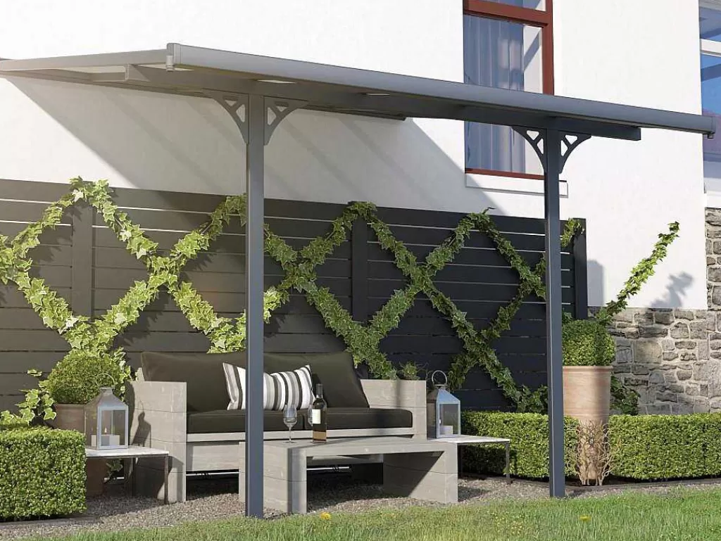 Pérgola, Coreto, Quiosque*EXPERTLAND Pérgola De Parede Em Aluminio 9,5 M Antracite De C314 X L305 X A240/285 Cm - Alvaro