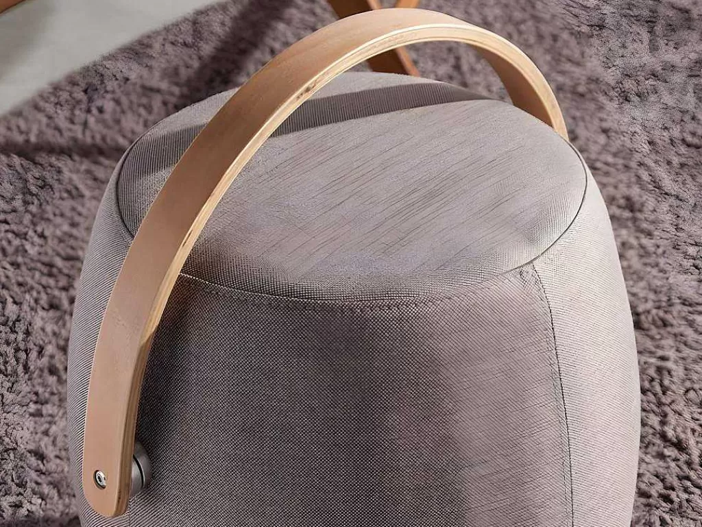 Promoções Sofás & Poltronas*Angel Cerda Puff Estofado Em Tecido Cinzento Com Asa Articulada Em Contraplacado De Carvalho. 5074