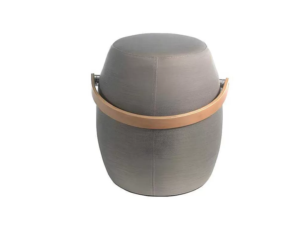 Promoções Sofás & Poltronas*Angel Cerda Puff Estofado Em Tecido Cinzento Com Asa Articulada Em Contraplacado De Carvalho. 5074
