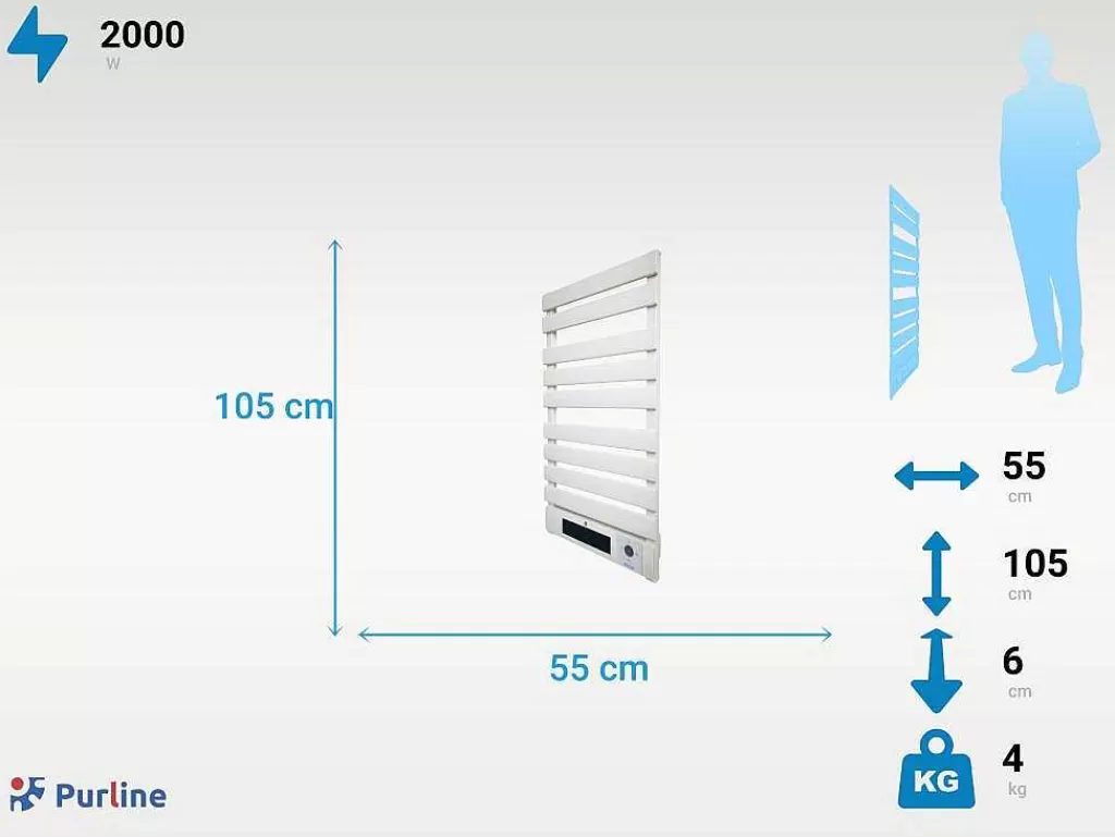 Promoções Casa De Banho & Bem-Estar*Purline Radiador De Toalheiro De Aluminio De 2000 W Com Aquecedor De Ceramica