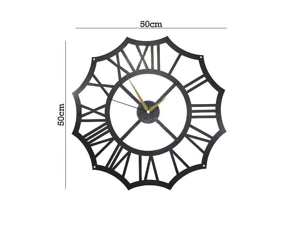Relógio De Parede*EPIKASA Relógio Romeinse Cijfers, Preto, 50X1,5X50 Cm,